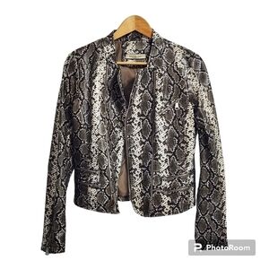 Erre DE RASO Faux Leather Snake Print Moto Jacket